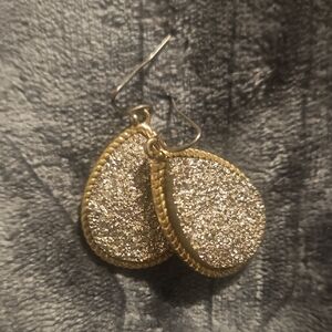 Gold-Tone Glitter Teardrop Earrings - Women's Jewelry